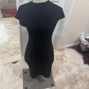 Zara Black Bodycon Mini Dress Crew Neck